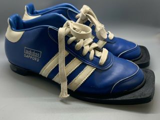 Vintage Adidas Sapporo Cross Country Ski Shoes - Rare Blue Size 5.  5