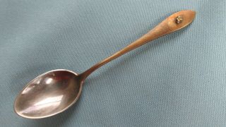 Sterling Silver Spoon With Gold Nugget Attached To Gold Washed Handle - Colorado
