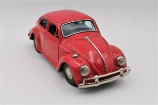 Rare Vintage 1960s Bandai Volkswagen Beetle Friction Tin Litho Toy Vw Car