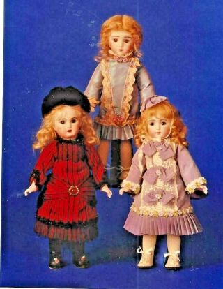 11 " Antique French Tete Jumeau/bleuette Doll Bustle Low Waist Dress Hat Pattern