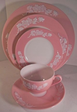 Very Rare Discontinued Lenox Apple Blossom Pattern Pink 5 Pc Pl Setting
