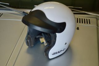 Vintage White 11 - 95 Bell Mag 4 Magnum Helmet Size 7 1/2 " Open Face W/ Visor