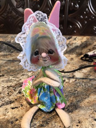 Annalee Doll Easter 7” Bunny Rabbit Girl 1991 Vintage Holiday Decor