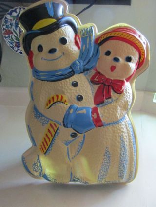 Antique Christmas Snow Man & Wife Window Light Display