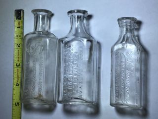 Antique Michigan Pharmacy Druggist Medicine Bottles 3) Calumet - Bay City - Lapeer