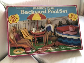 Vintage 1984 Arco Fashion Doll Backyard Pool Set For Use With Barbie