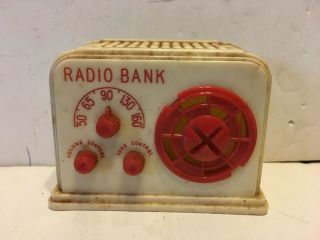 Rare Antique Radio Bank Made By Ideal U.  S.  A.  White/red Bakelite Plastic