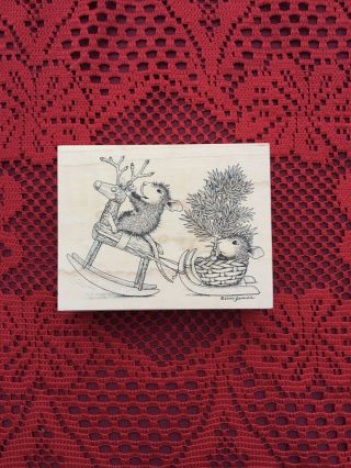 Rare Vintage House Mouse Designs Christmas Rubber Stamp On Dasher On Dancer