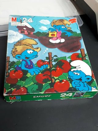 Mb Smurf Puzzle 24 Piece 1983 Out Of Productions Manufactured Rare Farm
