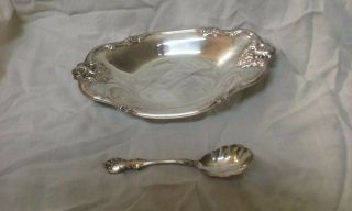 Vintage International Silver Company Serving Bowl Tray & Spoon