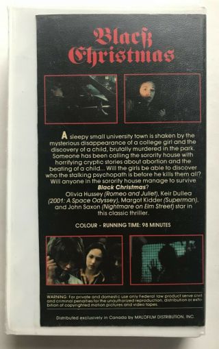 Black Christmas VHS Malo Video Canadian 70s Horror Slasher Cut Box RARE 2