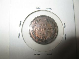 Old Rare 1836 Antigua British West Indies Farthing Coin Foreign 1/4p
