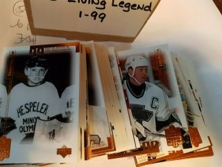 1999 - 00 Ud Wayne Gretzky Living Legend Set 1 - 99 Rare All Gretzky