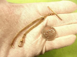 Cool Vtg Antique Victorian Rose Gold Filled Mesh Pocket Watch Fob Chains & T - Bar