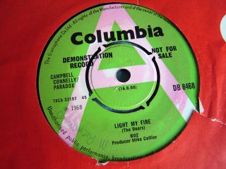 Boz (king Crimson) - Light My Fire - Rare 1968 Uk 7 " Vinyl Promo Demo Single Vg