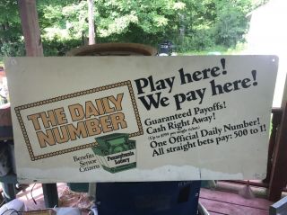 1982 Authentic Rare Metal Pennsylvania Lottery Sign Rare Number 110 Obo