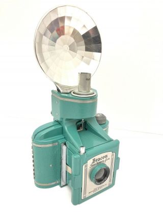 1950’s Rare Turquoise Color Whitehouse Beacon 225 Camera With Flash And Case