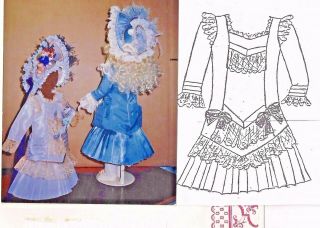 22 " Antique French Doll Bebe Bru Slip - Dress Side Bustle Polonaise Pattern German
