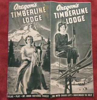 Rare Vintage 1940s Timberline Lodge Brochure Oregon