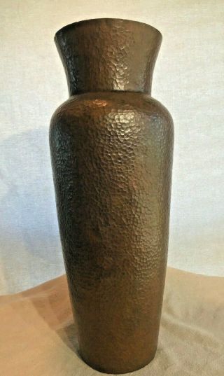Rare Antique Hand Hammered Copper Tall Vase Arts & Crafts Stickley Roycroft Era