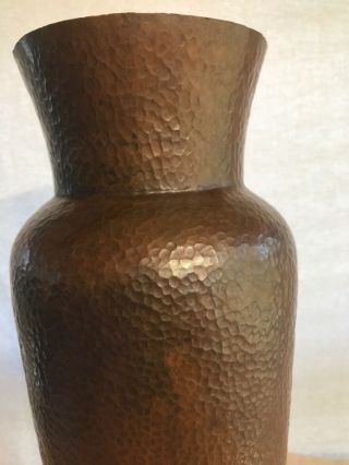 RARE Antique Hand Hammered Copper Tall Vase Arts & Crafts Stickley Roycroft Era 3