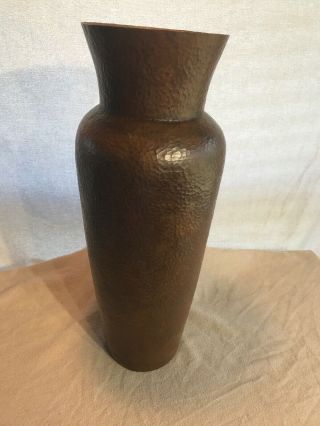 RARE Antique Hand Hammered Copper Tall Vase Arts & Crafts Stickley Roycroft Era 4