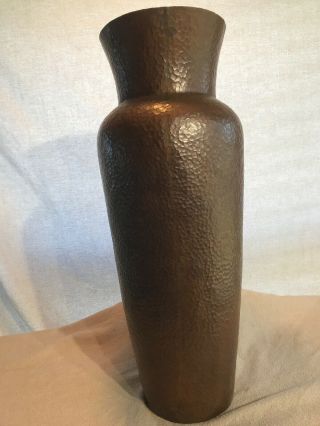 RARE Antique Hand Hammered Copper Tall Vase Arts & Crafts Stickley Roycroft Era 5