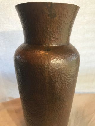 RARE Antique Hand Hammered Copper Tall Vase Arts & Crafts Stickley Roycroft Era 6