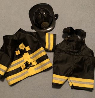 Build - A - Bear Firefighter Fireman Costume Jacket Helmet Pants Clothes Outfit
