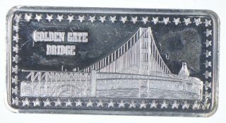 Rare Silver 1 Oz.  Golden Gate Bridge Bar.  999 Fine Silver 087