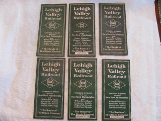 6 Antique Lehigh Valley Railroad Schedules.  1956,  48,  49,  39,  29,  36.