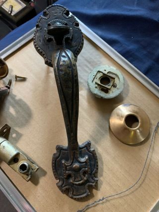 Vintage Heavy Brass/bronze Ornate Door Handle With Lockset