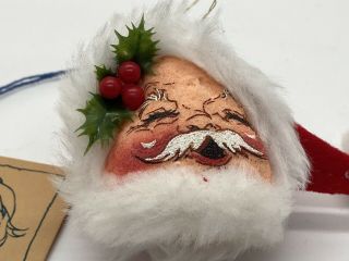 Vintage 2.  5” Annalee Santa Claus Head Christmas Ornament With Tag
