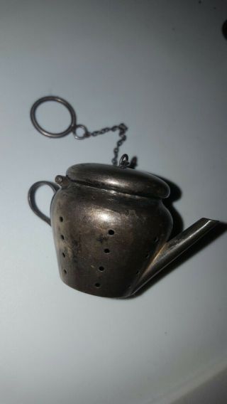 Antique Herbst & Wassall Sterling Silver Teapot Tea Ball Strainer Infuser