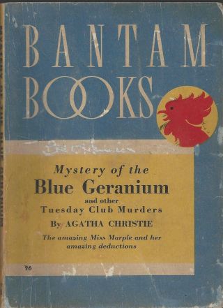 Agatha Christie Mystery Of The Blue Geranium 1940 Rare L.  A.  Bantam Pb Series 26