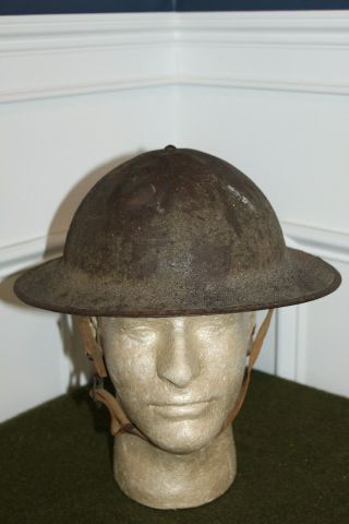 Rare Pre To Early Ww2 U.  S.  Army M1917a1 Combat Helmet W/full Liner & Chinstraps
