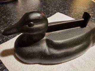 Vintage Cast Iron Black Duck Decoy Heavy Duty Boot Mud Scraper Door Stop Goose