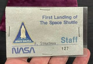 Vintage Nasa First Landing Of The Space Shuttle Columbia Staff Badge Rare Sts - 1
