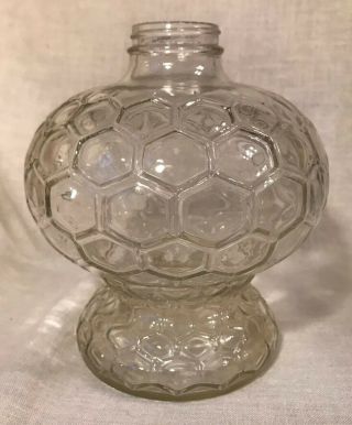 Vintage Oil Kerosene Hurricane Lamp Clear Honeycomb Glass Antique Font Only Part