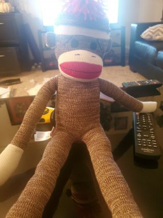 Sock Monkey Doll 20 " Stuffed Plush Vintage Retro Animal Classic Toy