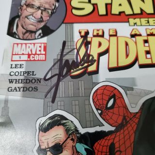 Stan Lee Meets The Spider - Man 1 Signed By Stan Lee Rare Key Signature