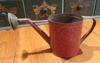 Antique Vintage Red Painted Galvanized Watering Can Great Small Size