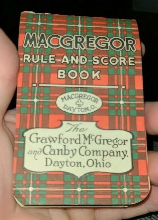 Antique Macgregor Golf Rule And Score Book,  Rare Pocket Size,  Dayton Ohio