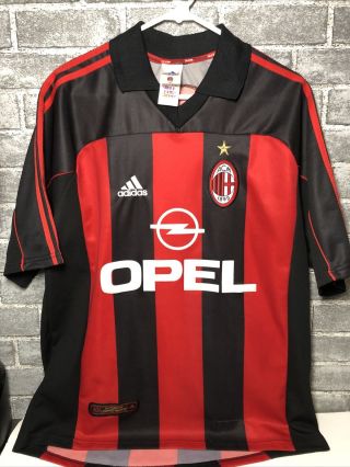 Rare Vintage Official Adidas 1999 - 2000 Ac Milan Acm Home Jersey Opel Mens Large