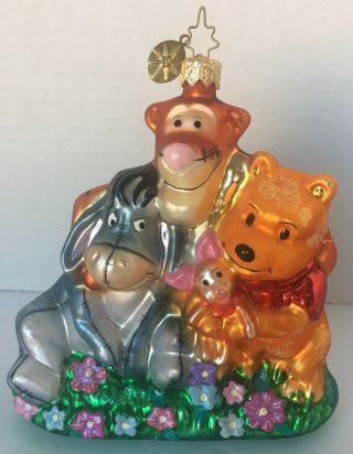 Very Rare Christopher Radko Disney " Pooh And Friends " Christmas Ornament Winnie