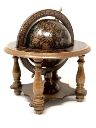 Small Wooden Revolving Globe W/ Astrological Signs