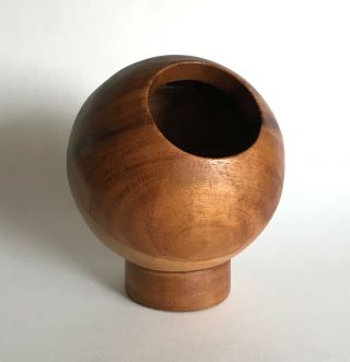 Vintage Mid Century Danish Modern Footed Globe Orb Teak Wood Bowl