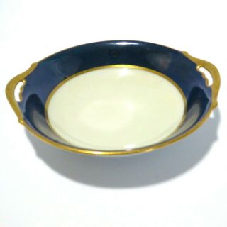 Antique W A Pickard White Cobalt Blue Gold Butter Dish Small Bowl
