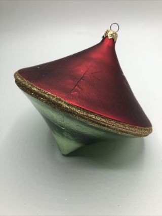 Christopher Radko 6” Starship.  Rare Red And Green Spin Top Ornament 96 - 113 - 0