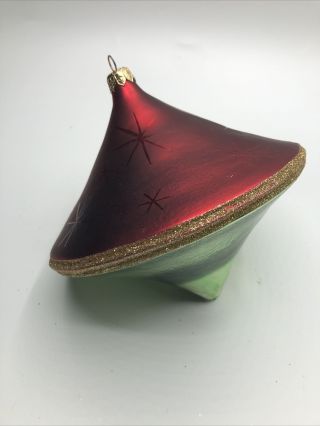 Christopher Radko 6” Starship.  Rare Red And Green Spin Top Ornament 96 - 113 - 0 2
